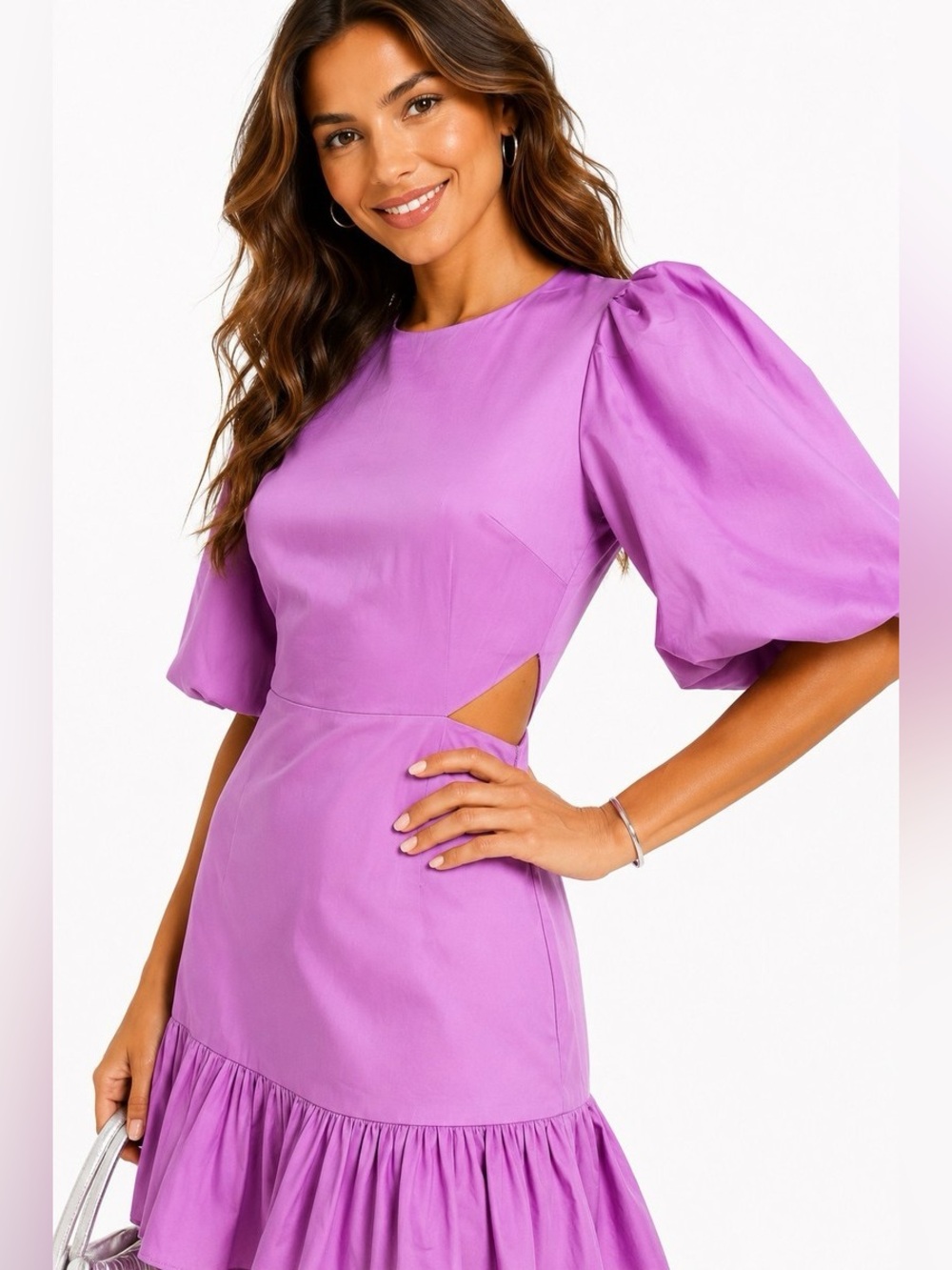 Veronica Beard Iker Puff-Sleeve Cutout Dress
